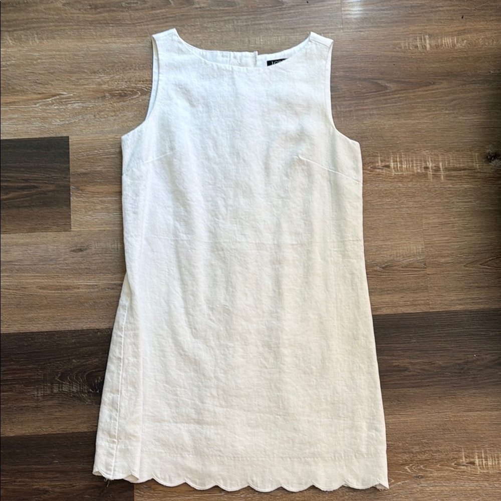 J. Crew linen scalloped dress with back buttons